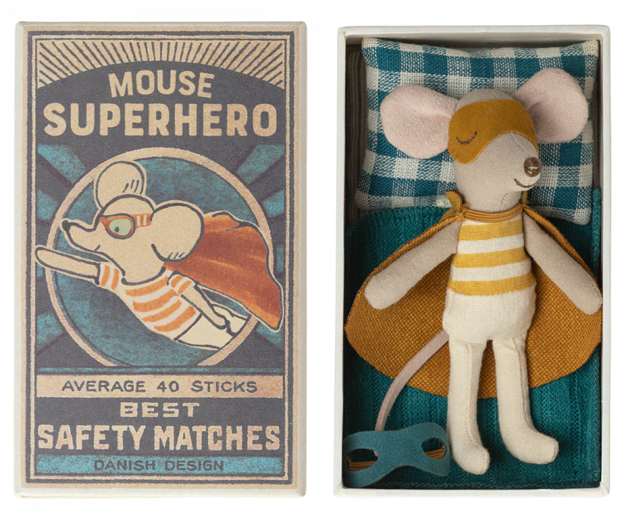 Super Hero Little Brother Mouse in a Matchbox