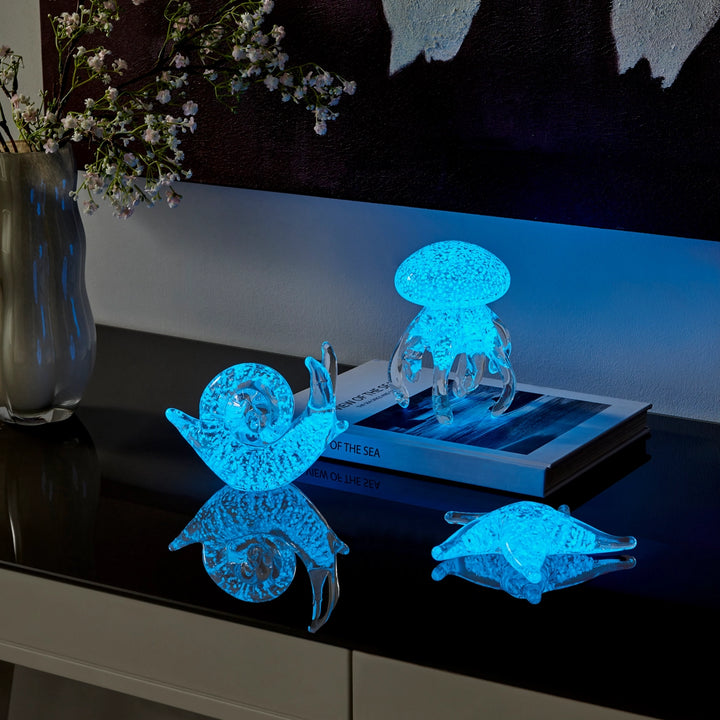 Lorelei Glow-in-The-Dark Nautical Glass Tabletop Sculpture