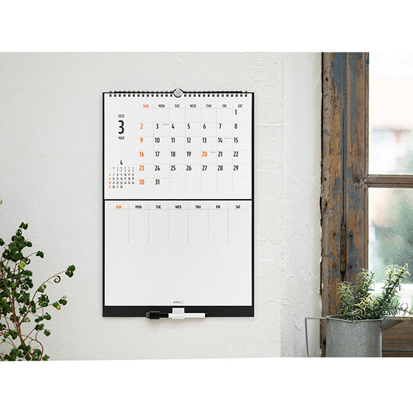 2025 Midori Hanging Calendar with Whiteboard Week