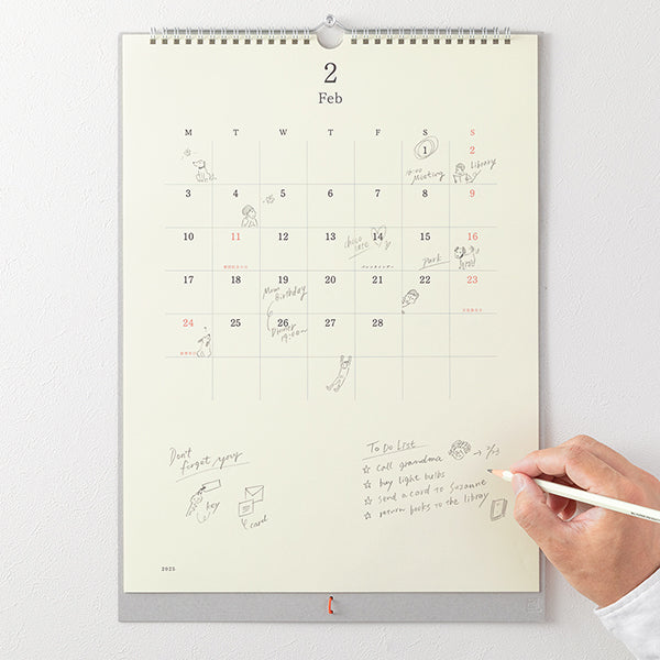 2025 Midori Hanging Calendar with Pencil