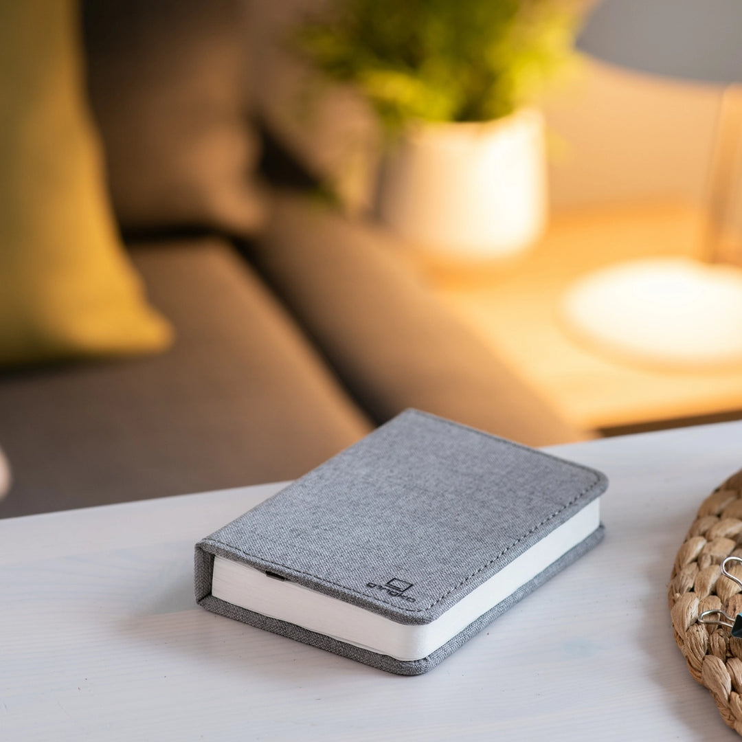 Mini Smart Book Light | Grey Linen Fabric