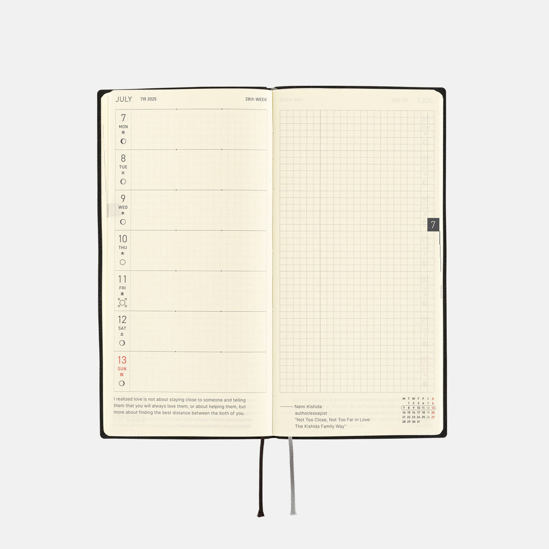 Hobonichi Techo 2025 Weeks Planner | White Line: Black | English