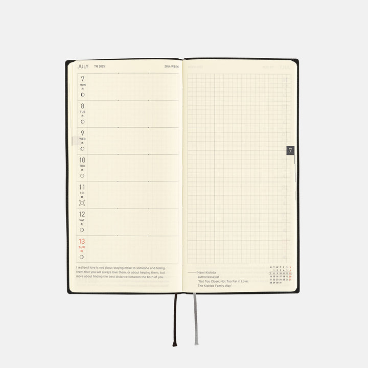 Hobonichi Techo 2025 Weeks Planner | White Line: Black | English