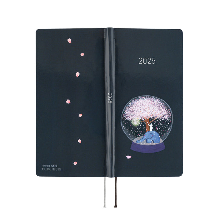 Hobonichi Techo 2025 APRIL Starts Weeks Planner | Hiroko Kubota: Night Cherry Blossom Snow Globe | Japanese