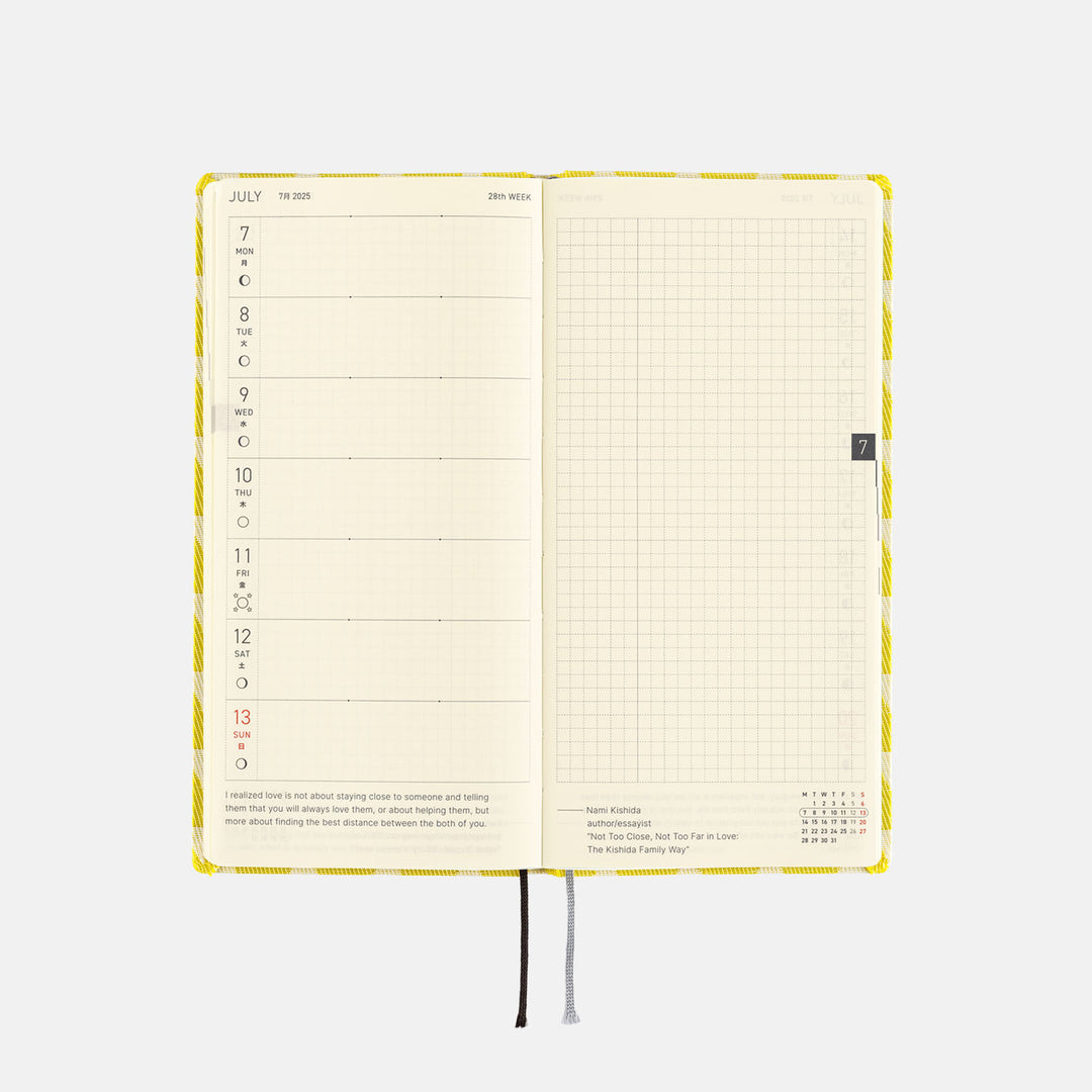 Hobonichi Techo 2025 Weeks Planner | yuge fabric farm: Fish Scale Crest | English