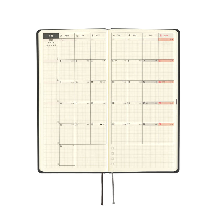 Hobonichi Techo 2025 APRIL Starts Weeks Planner | Paper Series: Black Gingham | Japanese