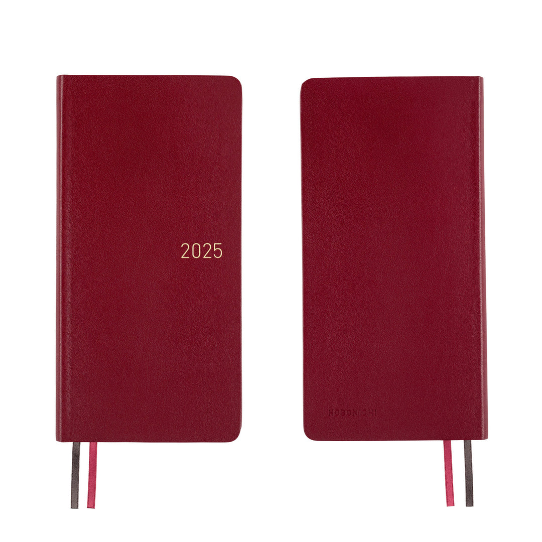 Hobonichi Techo 2025 Weeks Planner | Leather: Pomegranate | English