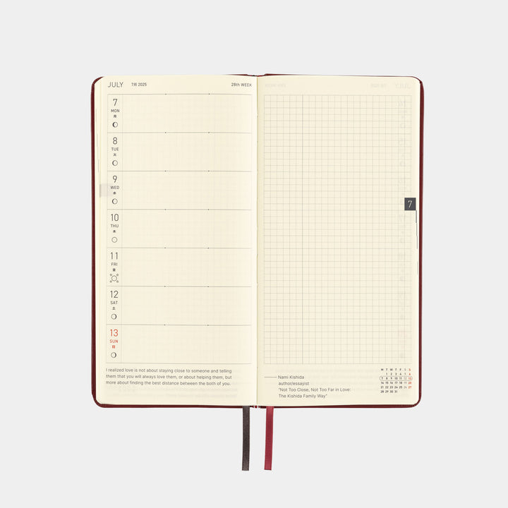 Hobonichi Techo 2025 Weeks Planner | Leather: Pomegranate | English