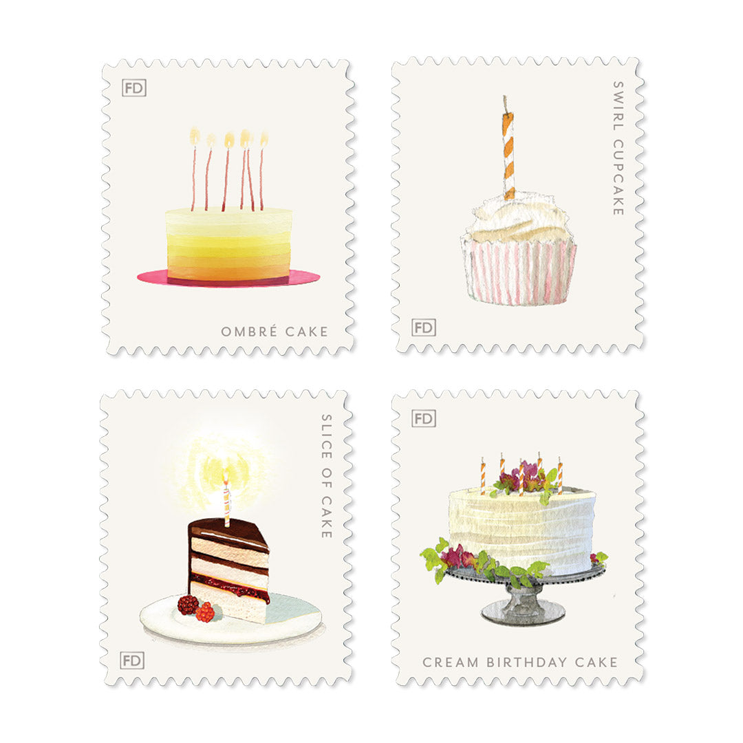 Birthday Cakes | Decorative Label Stickers | Set of 36