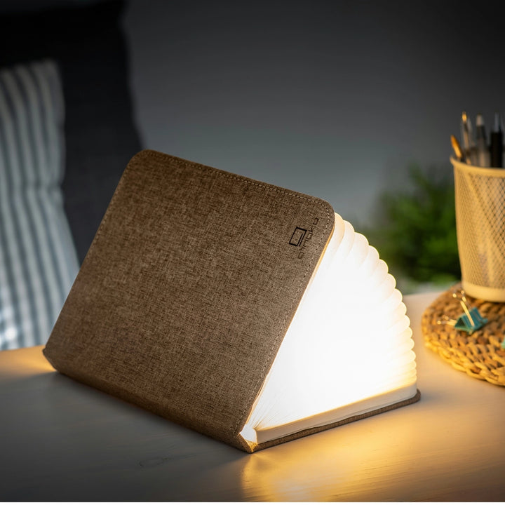 Mini Smart Book Light | Grey Linen Fabric