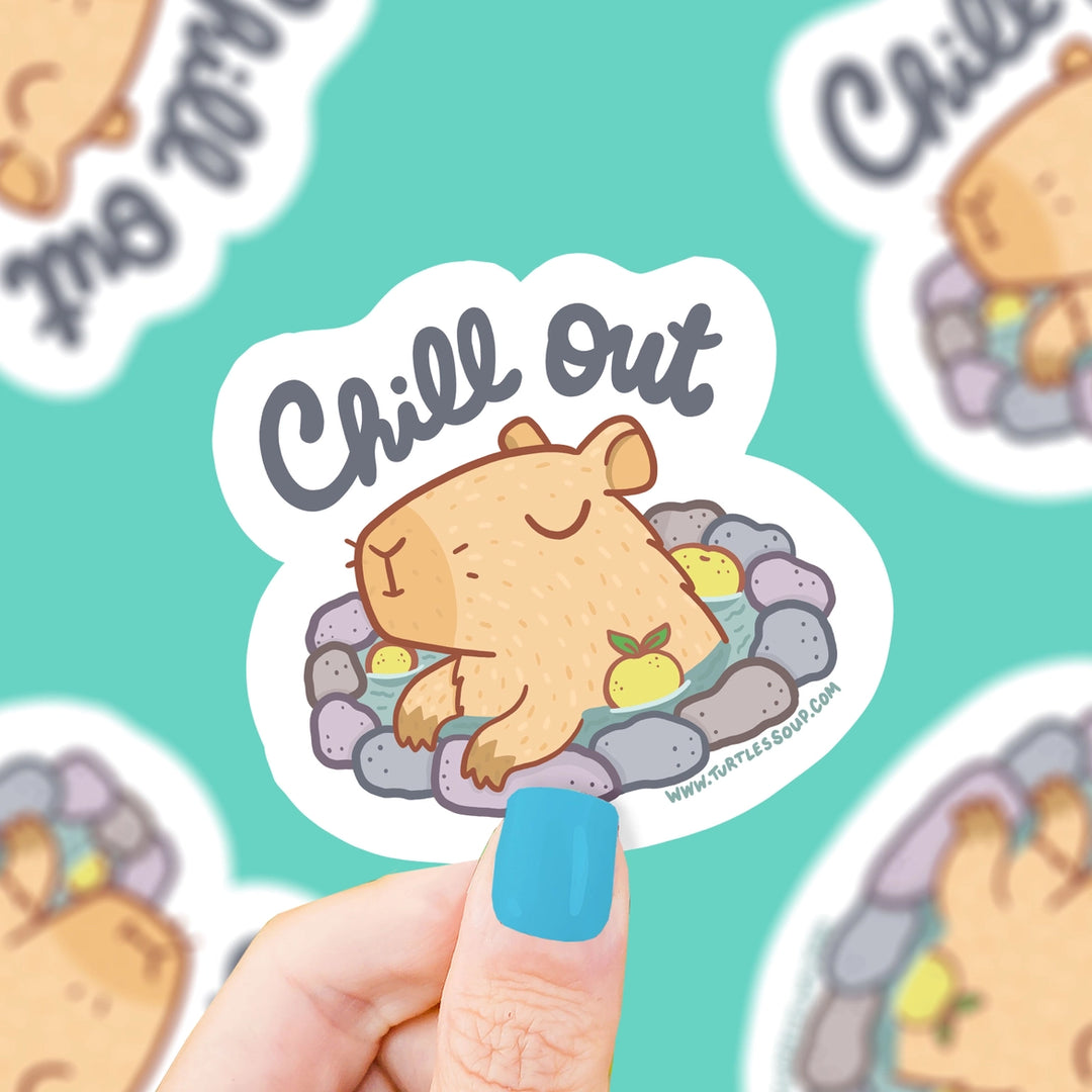 Chill Out Capybara Bath | Vinyl Sticker