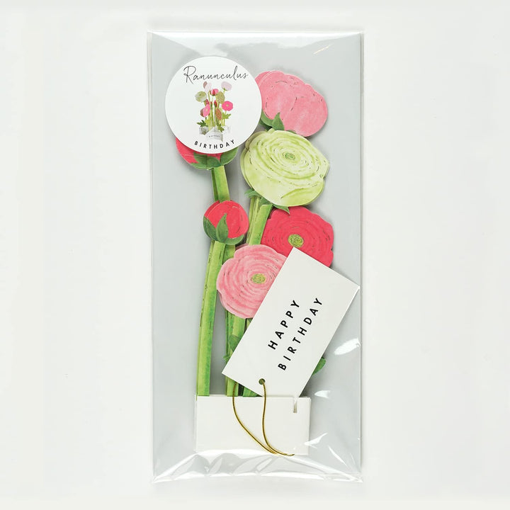 Red Ranunculus Flower Blooming Pop-Up Greeting Card