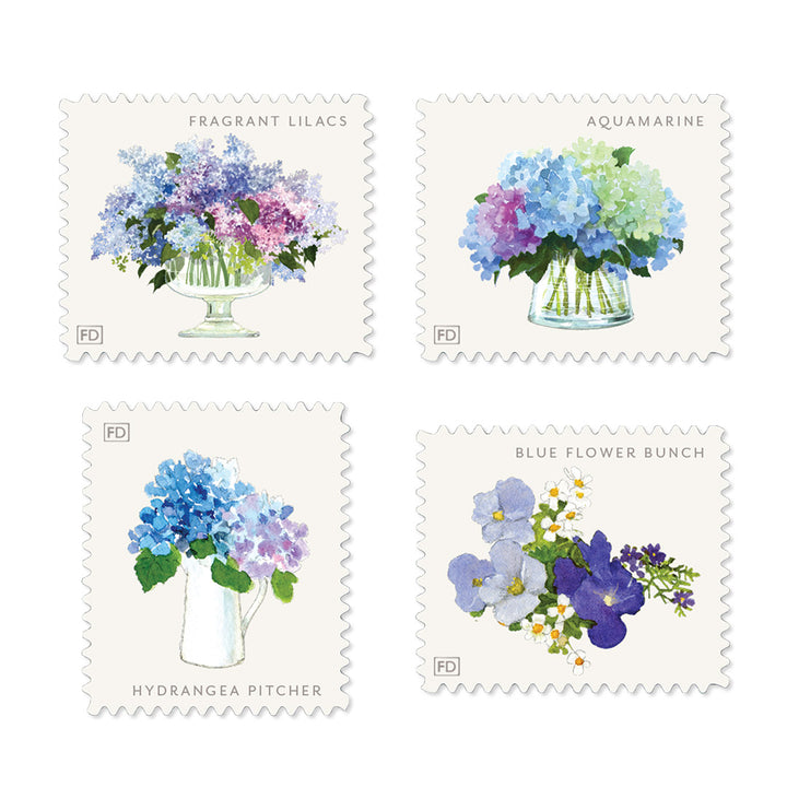 Cerulean Blooms | Decorative Label Stickers | Set of 36