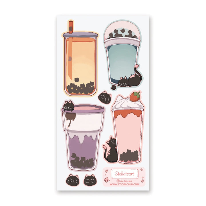 Boba Cats’ Labels Sticker Sheet