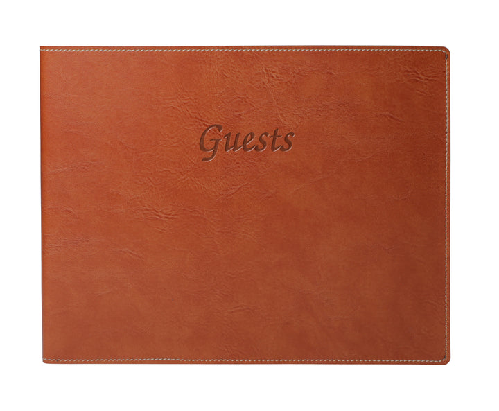 Leather Bound Guestbook | Cognac Brown