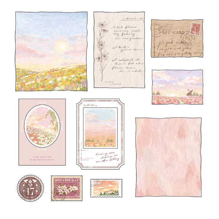 Rosy Cloud Landscape Sticker Set