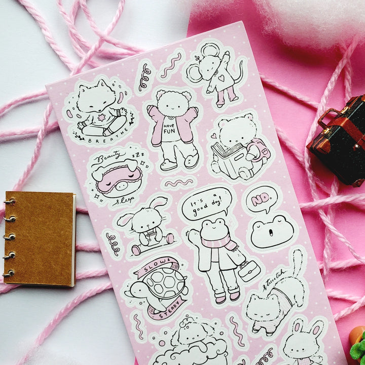 Adorable Self-Care Sticker Sheet