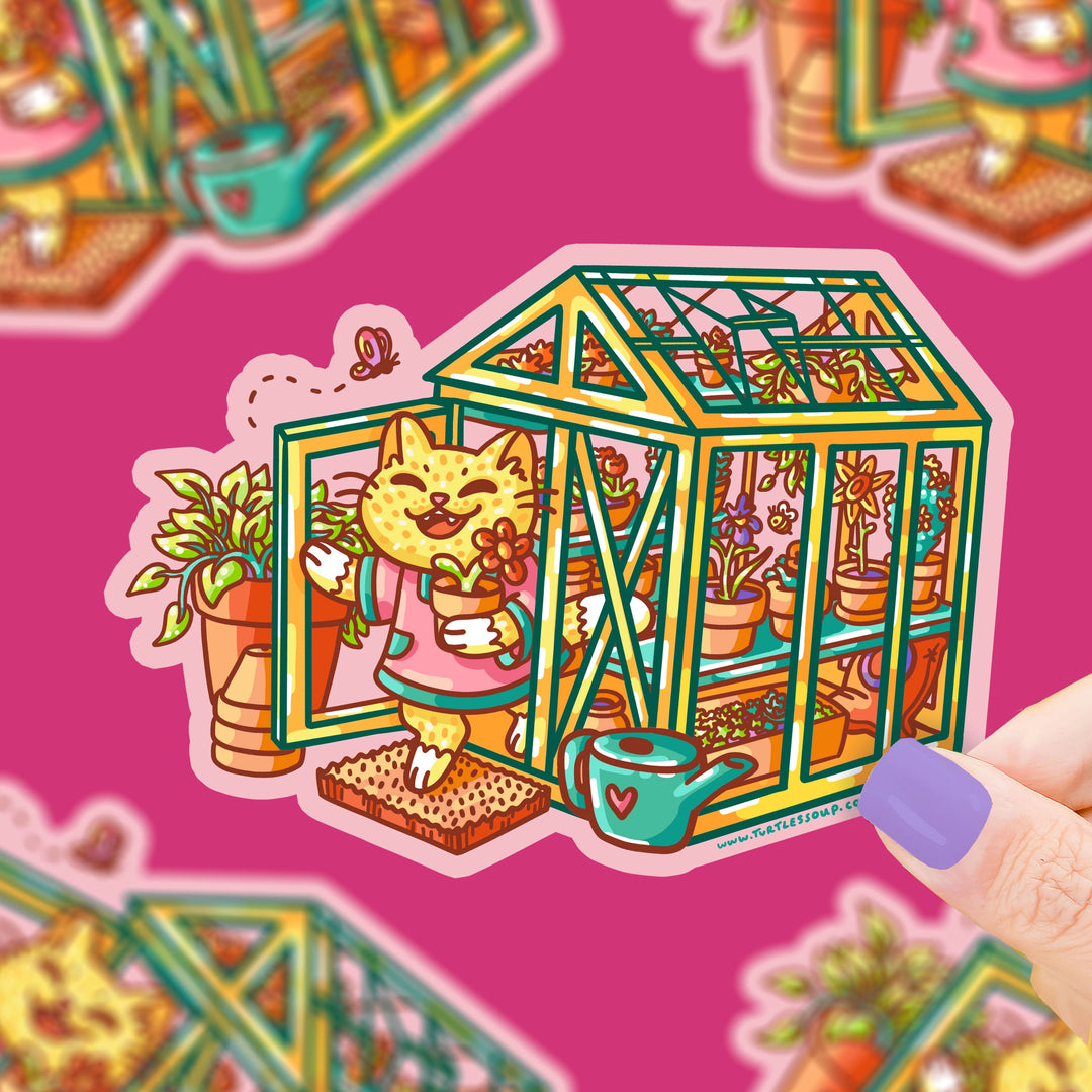 Boho Kitty Cottage Greenhouse | Vinyl Sticker *