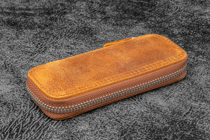 Zippered Leather Pen Pouch for Kaweco Pocket Pens | Two Pens