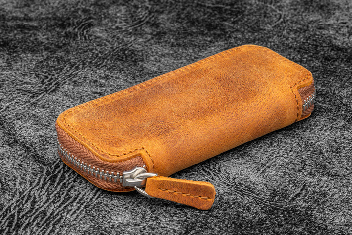 Zippered Leather Pen Pouch for Kaweco Pocket Pens | Two Pens