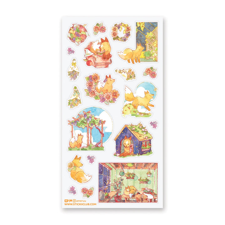 Floral Foxy Abode Sticker Sheet