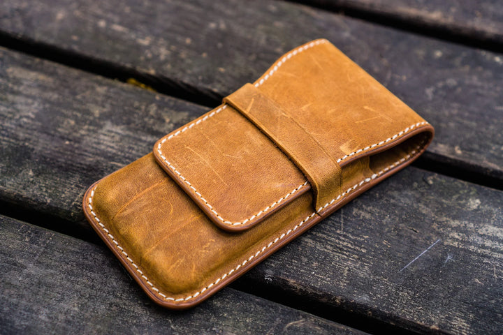 Leather Flap Pen Case | Three Pens