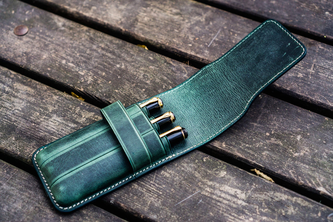 Leather Flap Pen Case | Three Pens