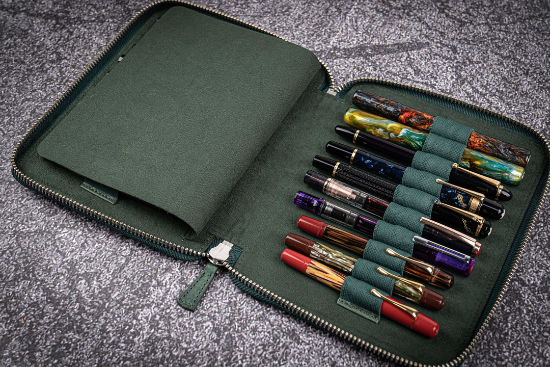 Leather Zippered Pen Case | 20 Pen Slots