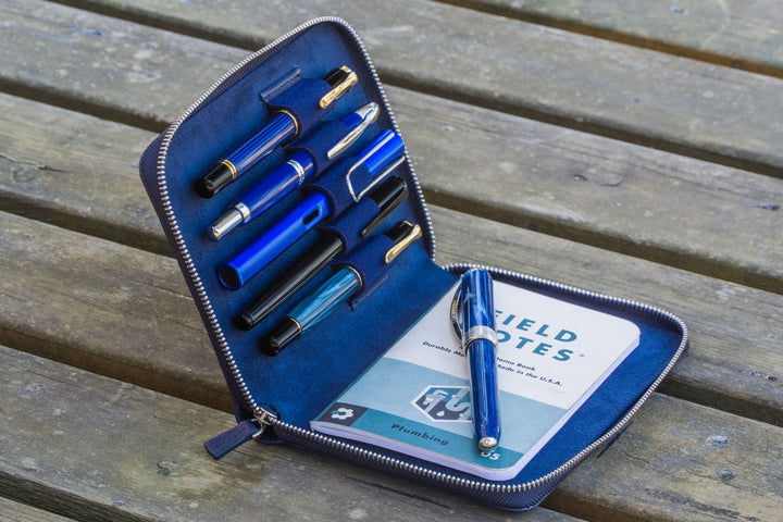 Zippered Leather Pen Case | Five Pens