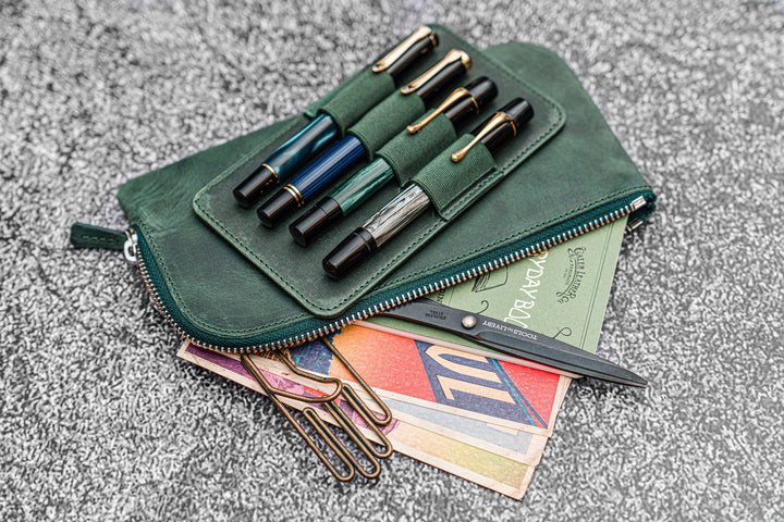 Zippered Leather Pen Pouch | Four Pens