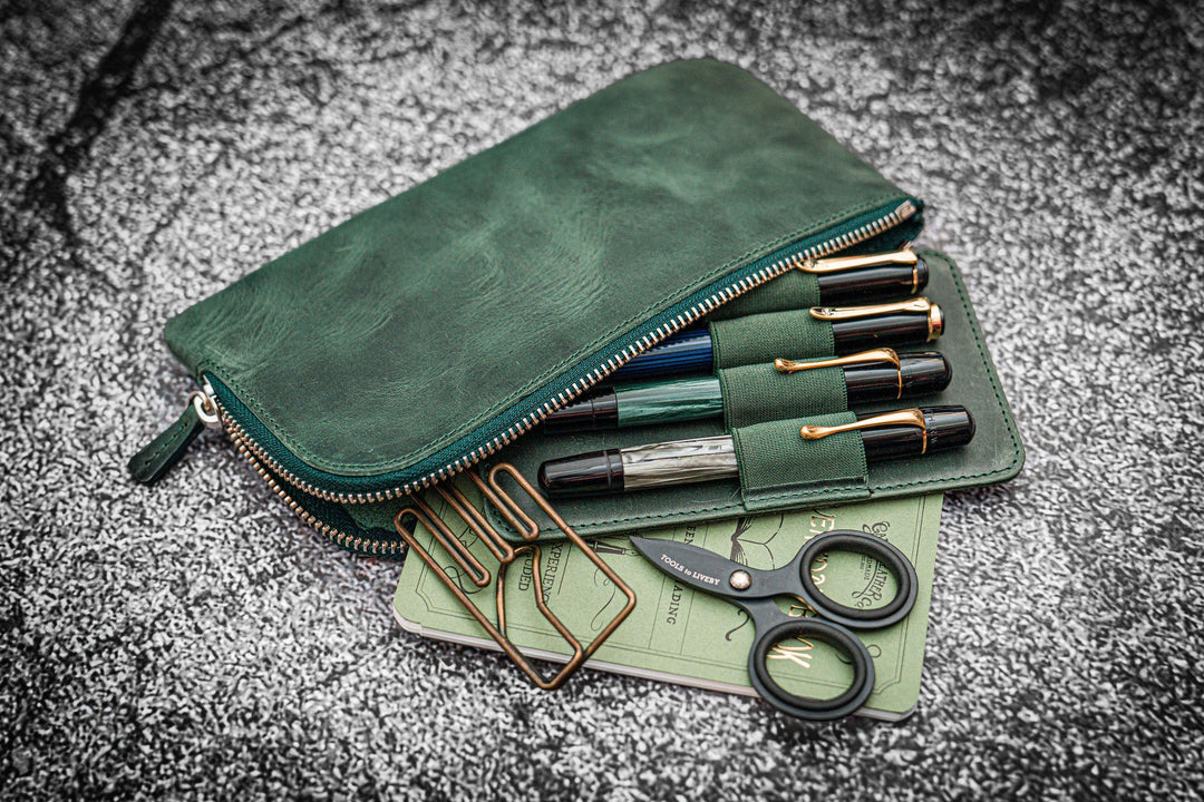 Zippered Leather Pen Pouch | Four Pens