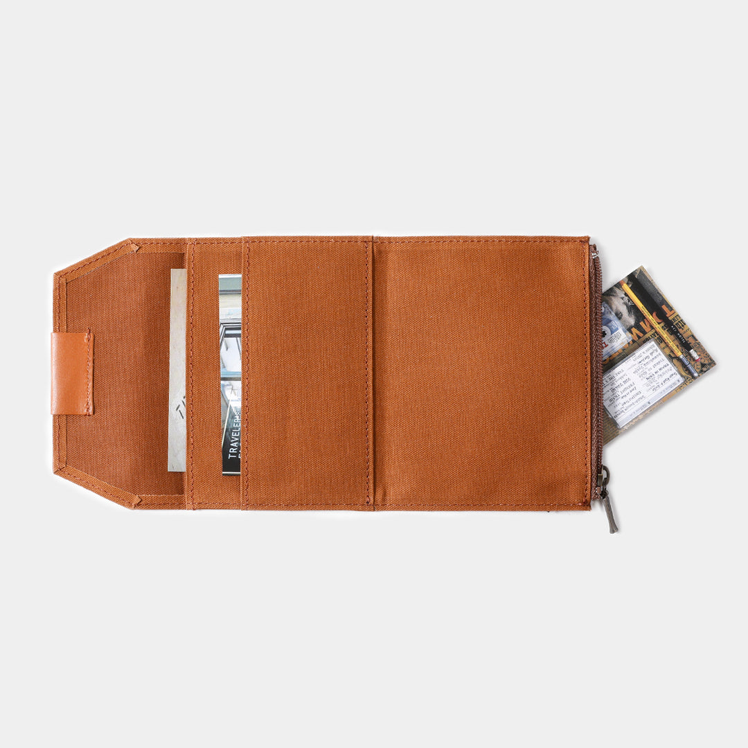 TRAVELER'S notebook Cotton Zipper Case | Passport Size | Brown