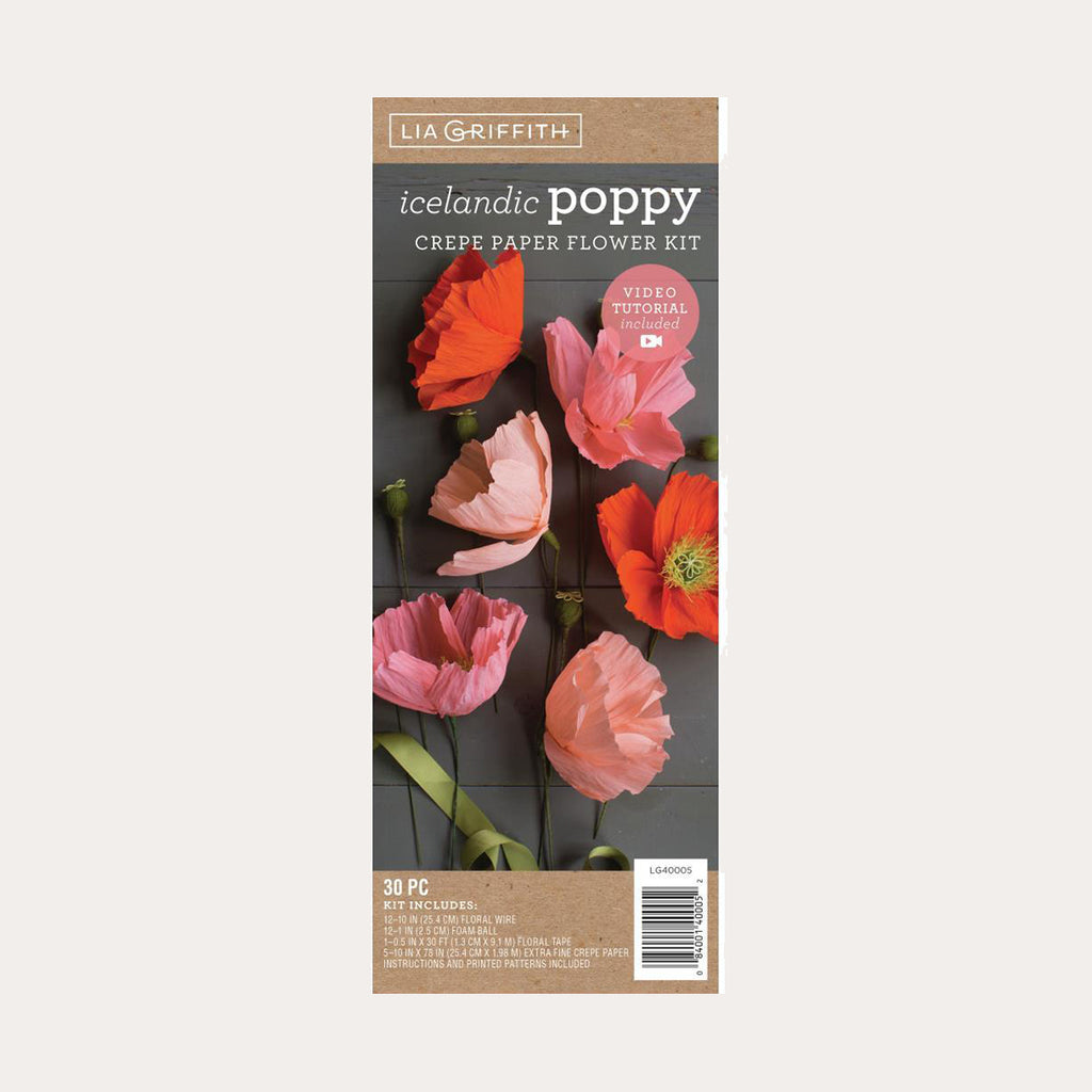 Poppy crepe paper flower kit - Lia Griffith